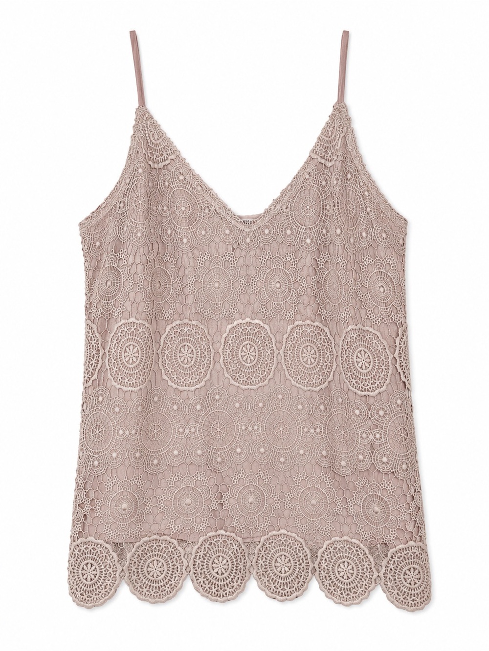 Lavender Brown Blush Pink Crochet Lace Top | Women’s Large